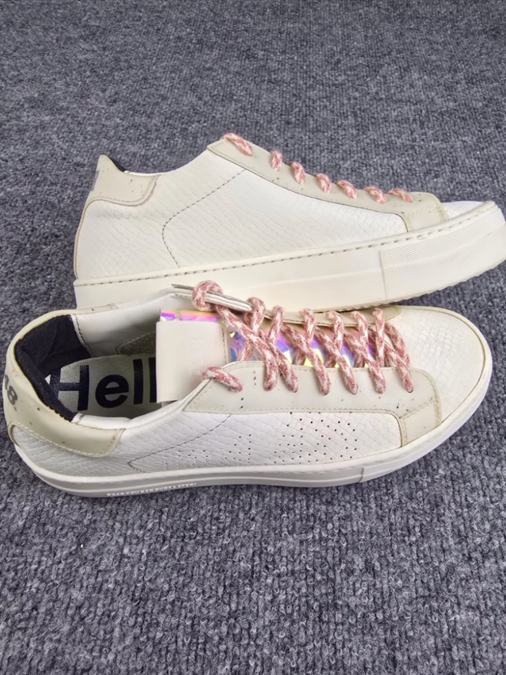 P448 Thea Mini Chess Platform Sneakers White Pink Size 38 US 7.5